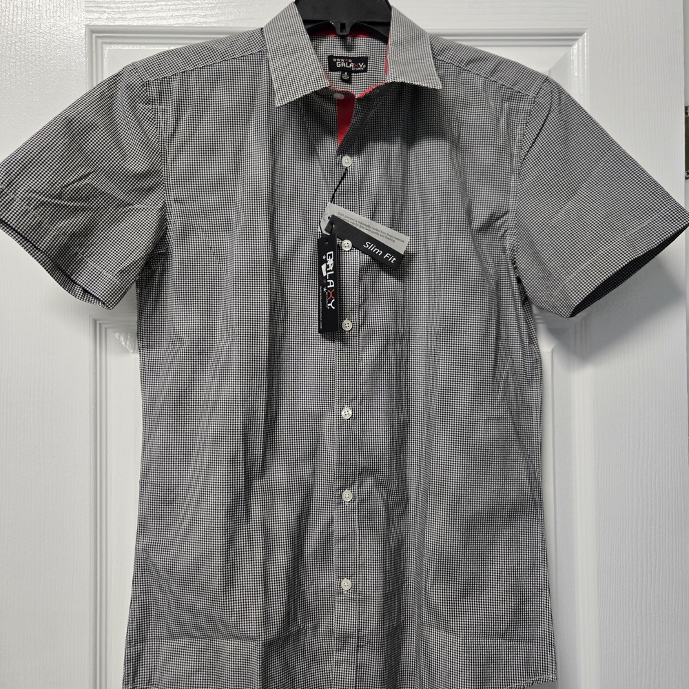 Galaxy by Harvic Gray and Black Checkered Shirt